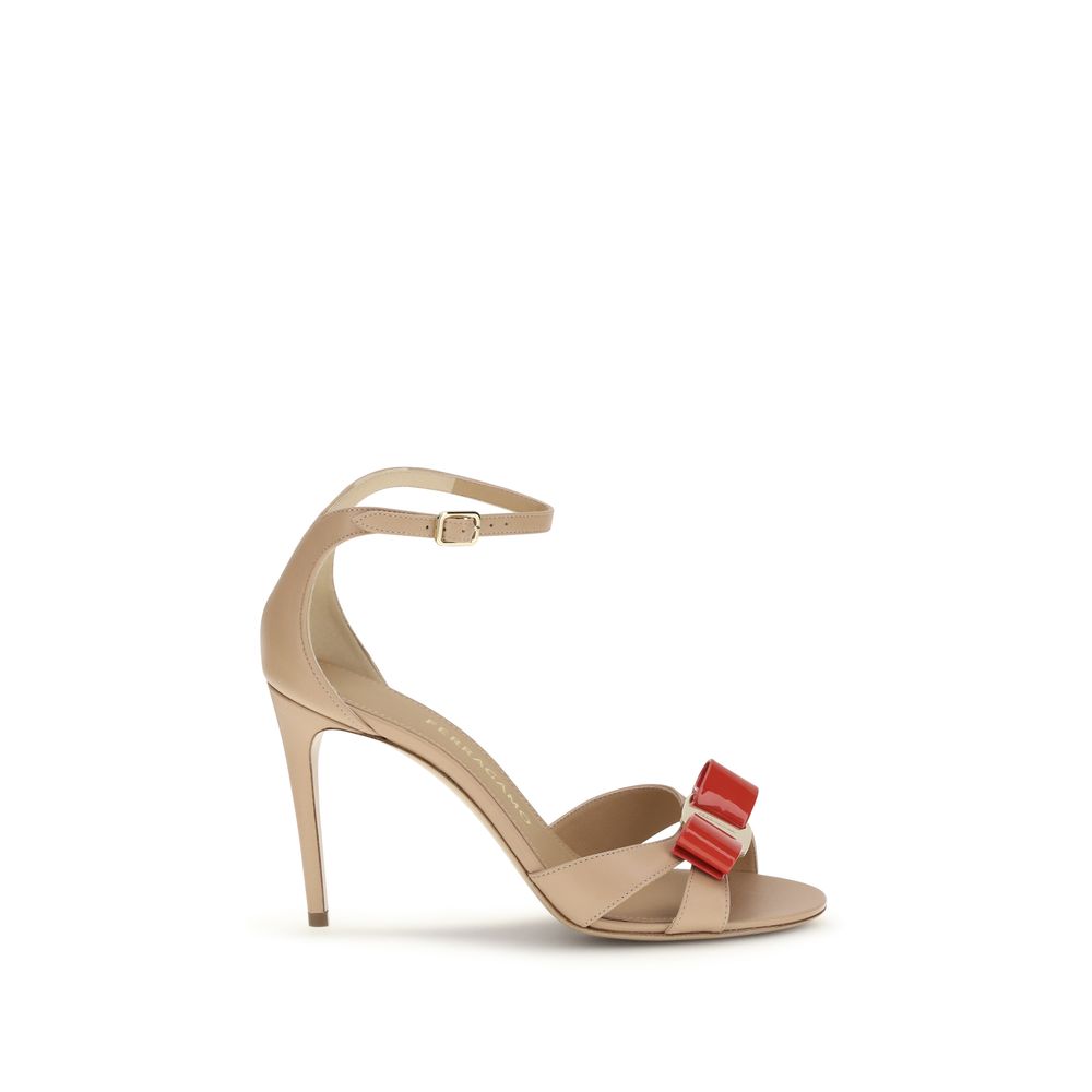 Ferragamo Vara Bow Leather Heel Sandals