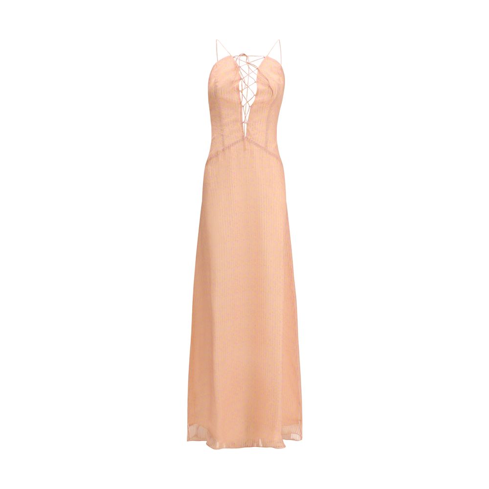Kristina Ti Charlene Amnesia Geometric Silk Maxi Dress - Peach
