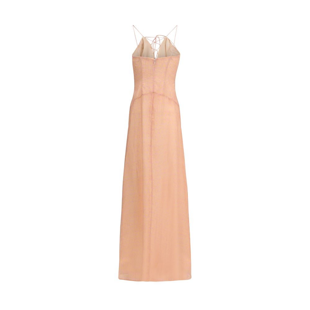 Kristina Ti Charlene Amnesia Geometric Silk Maxi Dress - Peach