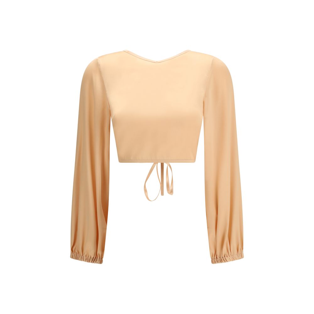 Kristina Ti Floral Lace Silk Crop Blouse