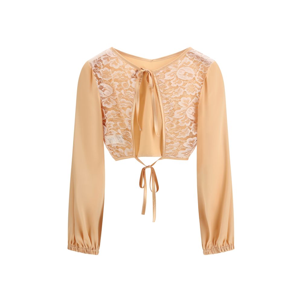 Kristina Ti Floral Lace Silk Crop Blouse