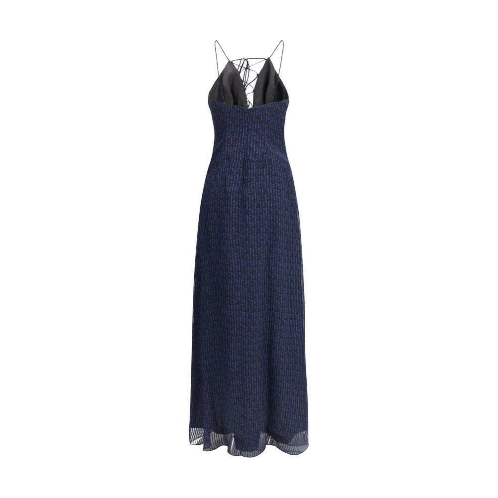 Kristina Ti Charlene Amnesia Geometric Silk Maxi Dress - Blue