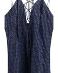 Kristina Ti Charlene Amnesia Geometric Silk Maxi Dress - Dark Blue
