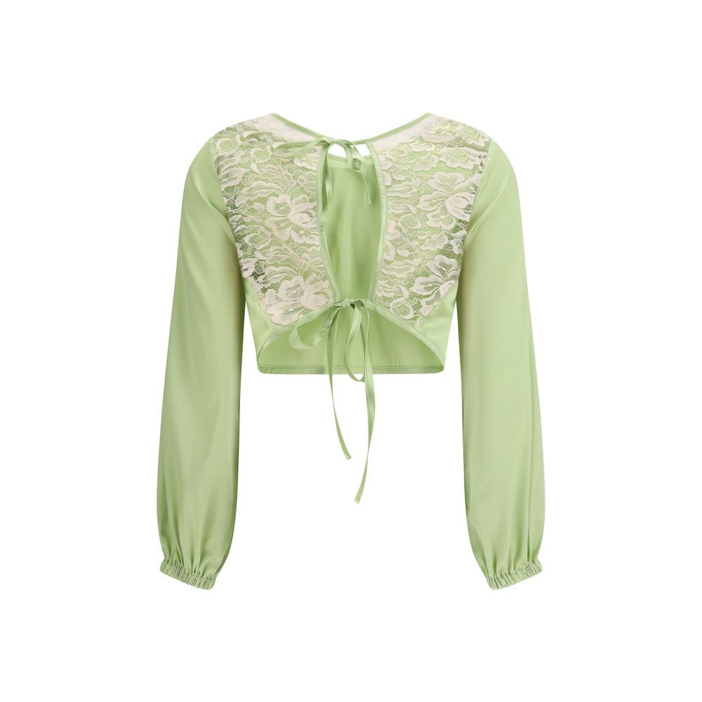 Kristina Ti Floral Lace Silk Crop Blouse