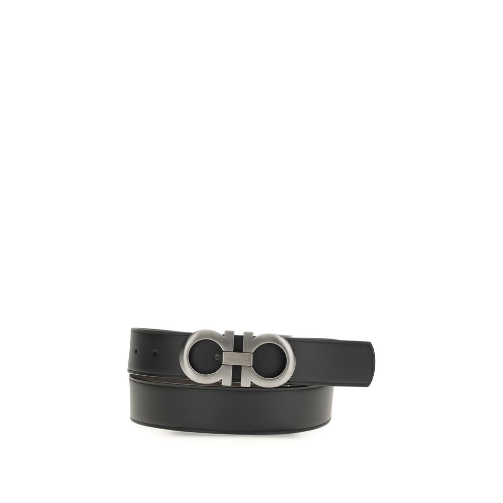 Ferragamo Gancini Leather Belt - Black
