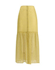Kristina Ti Leonine Amnesia Silk Maxi Long Skirt - Yellow
