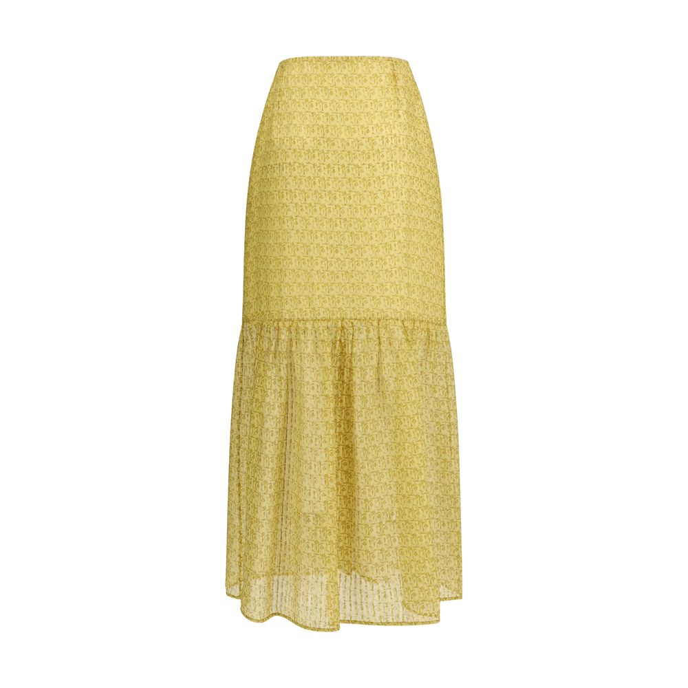 Kristina Ti Leonine Amnesia Silk Maxi Long Skirt - Yellow