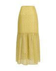 Kristina Ti Leonine Amnesia Silk Maxi Long Skirt - Yellow