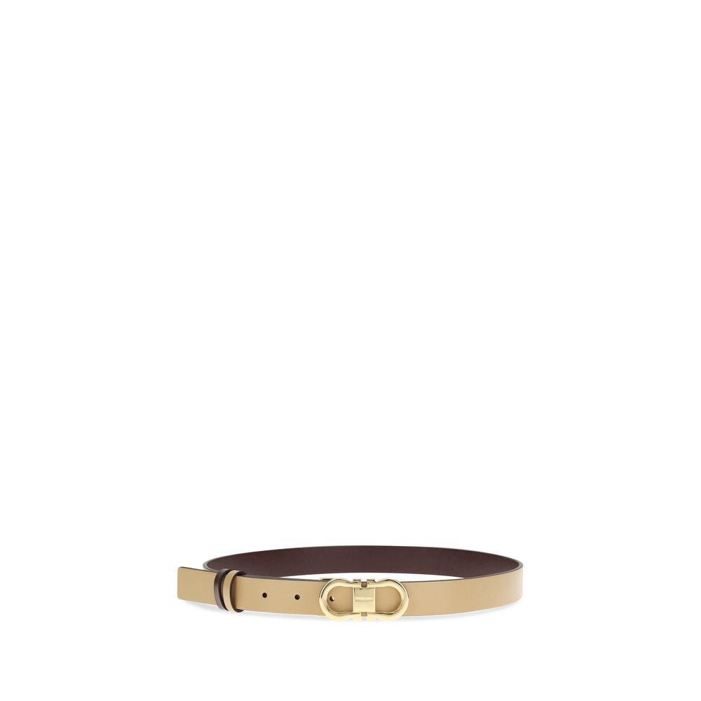 Ferragamo Gancini Reversible Beige Leather Belt