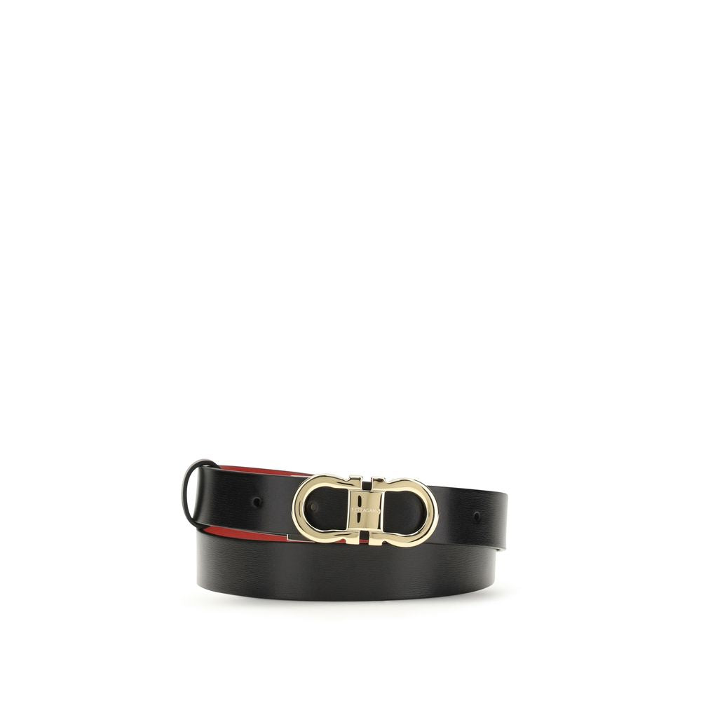 Ferragamo Gancini Reversible Black Leather Belt