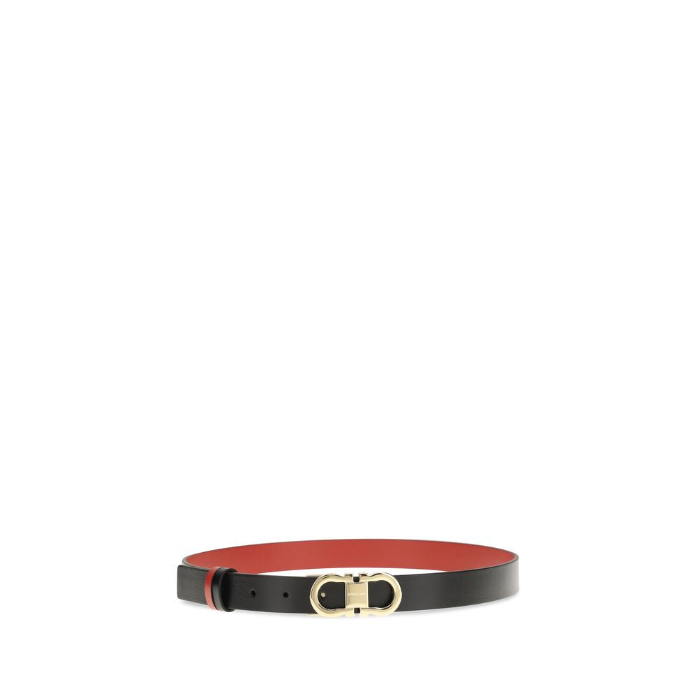 Ferragamo Gancini Reversible Black Leather Belt