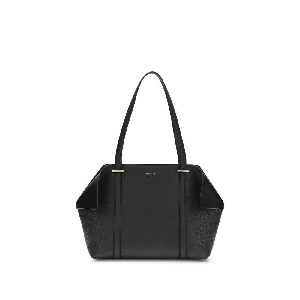 Ferragamo Leather Tote & Shoulder Bag - Black