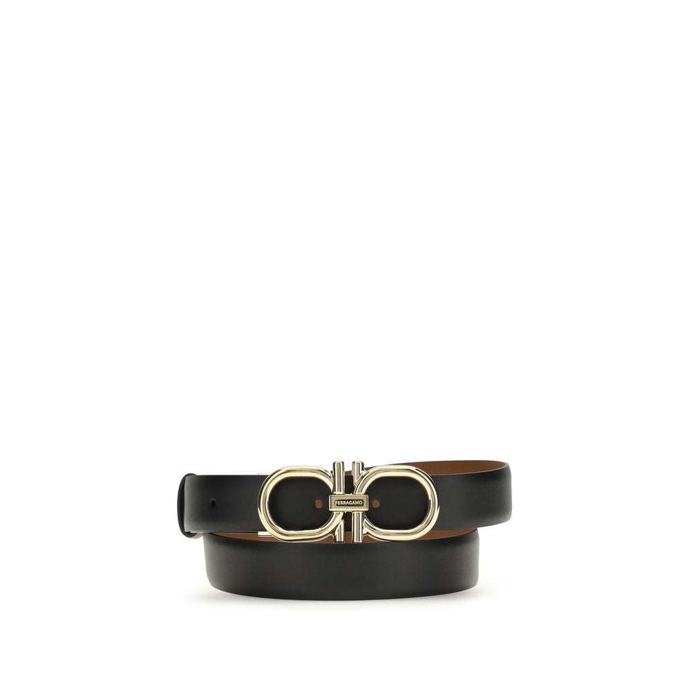 Ferragamo Gancini Black Leather Belt