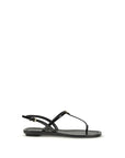 Prada Black T-Bar Leather Flat Sandals