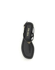 Prada Black T-Bar Leather Flat Sandals