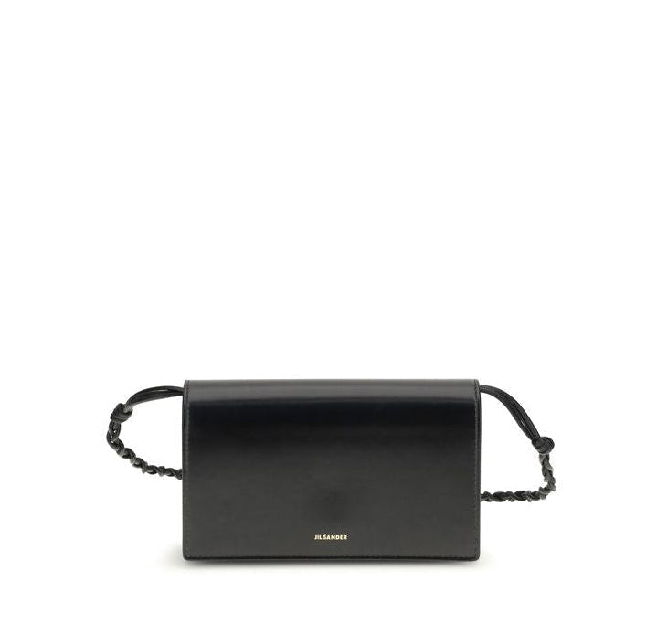 Jil Sander Crossbody Tangle Wallet With Strap - Black