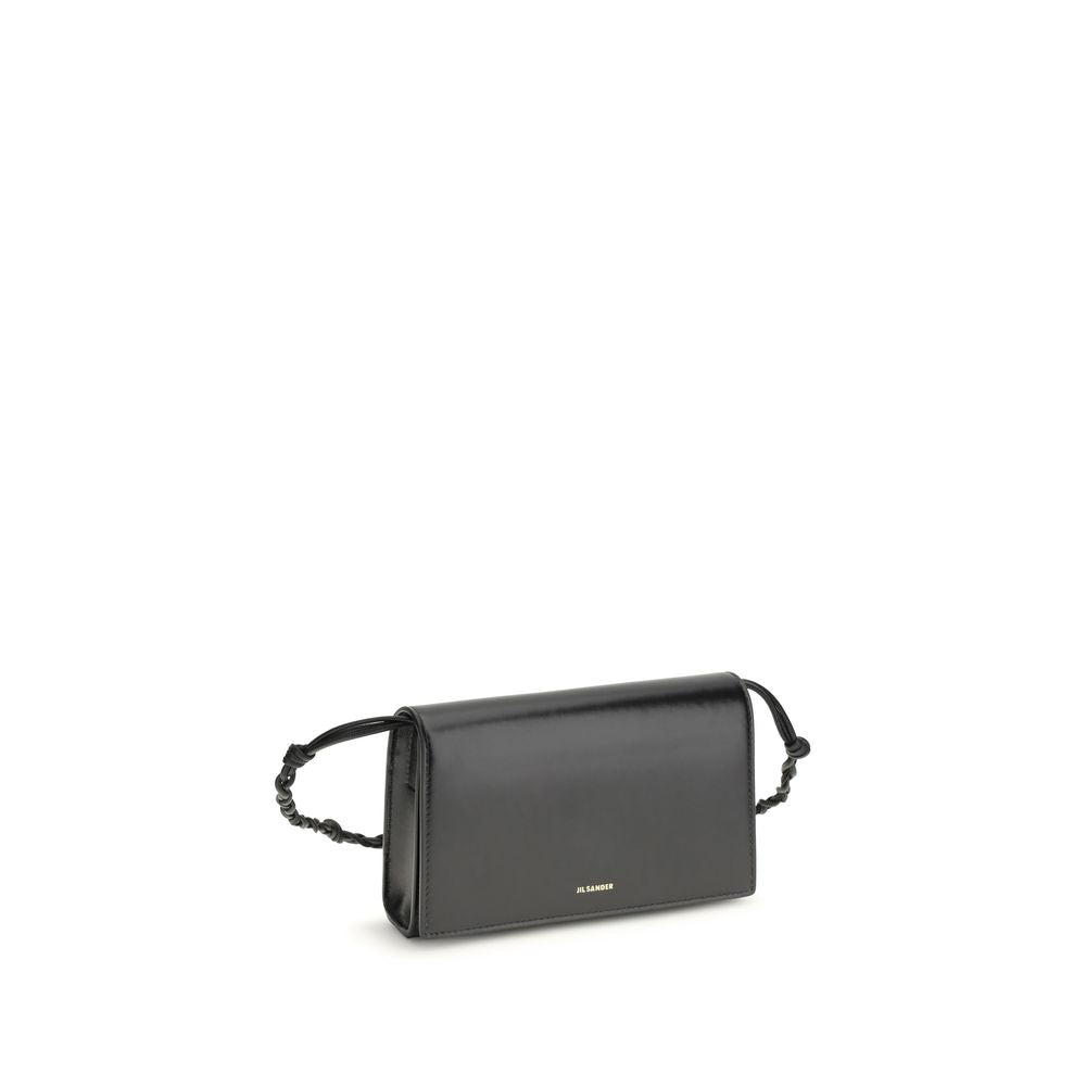 Jil Sander Crossbody Tangle Wallet With Strap - Black