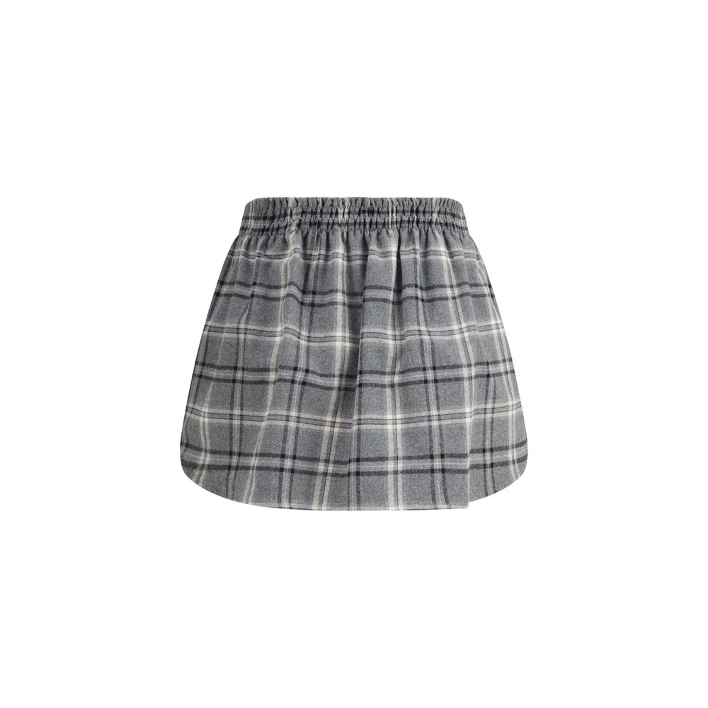 Miu Miu Checkered Mini Skirt - Light Gray/Grey