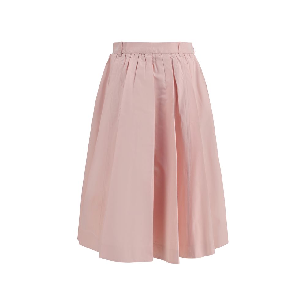 Prada A-Line Silk Midi Skirt - Pink