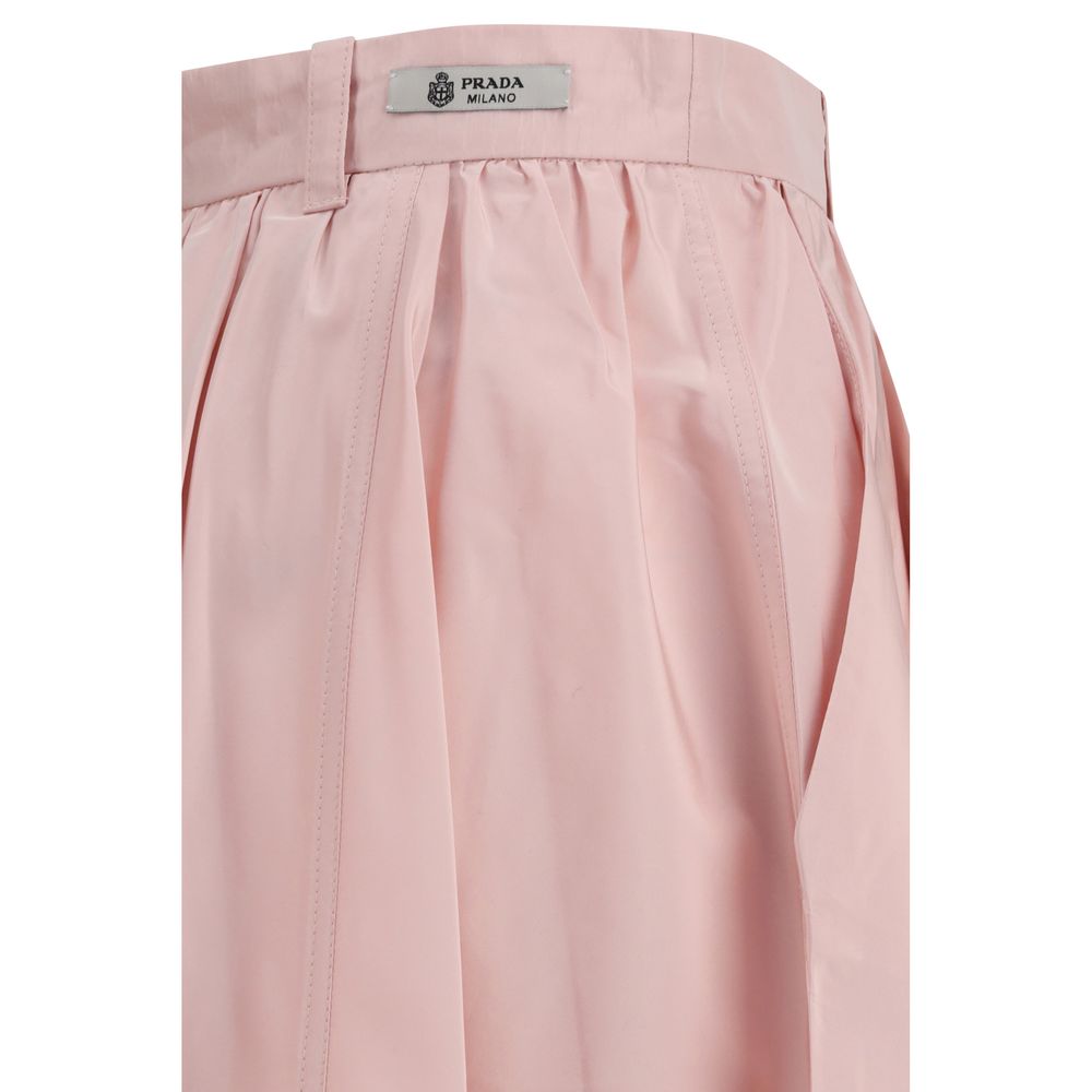 Prada A-Line Silk Midi Skirt - Pink
