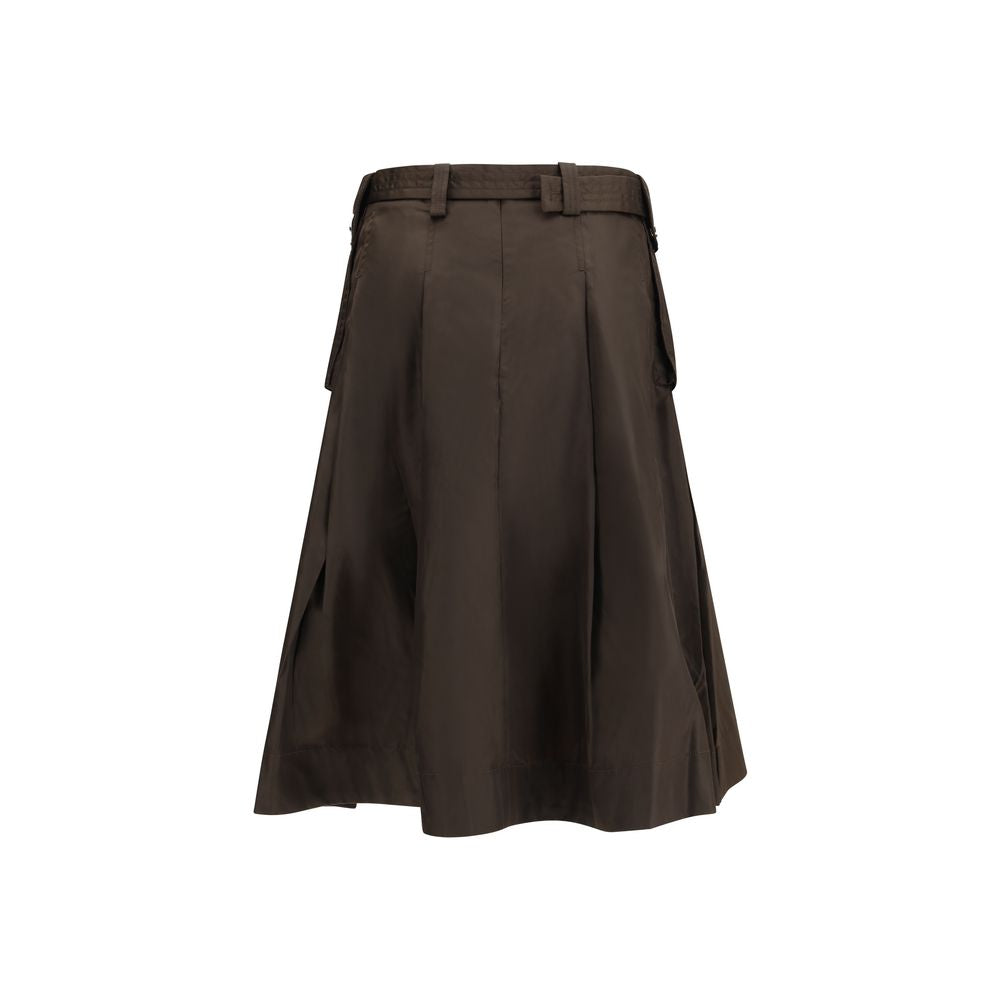 Ganni Long-Midi Skirt With Grommet Belt - Dark Brown