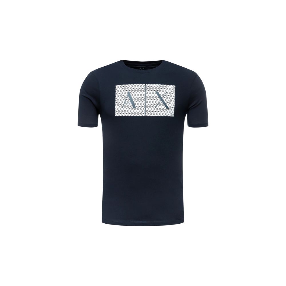 Armani Exchange Logo Blue Cotton T-Shirt