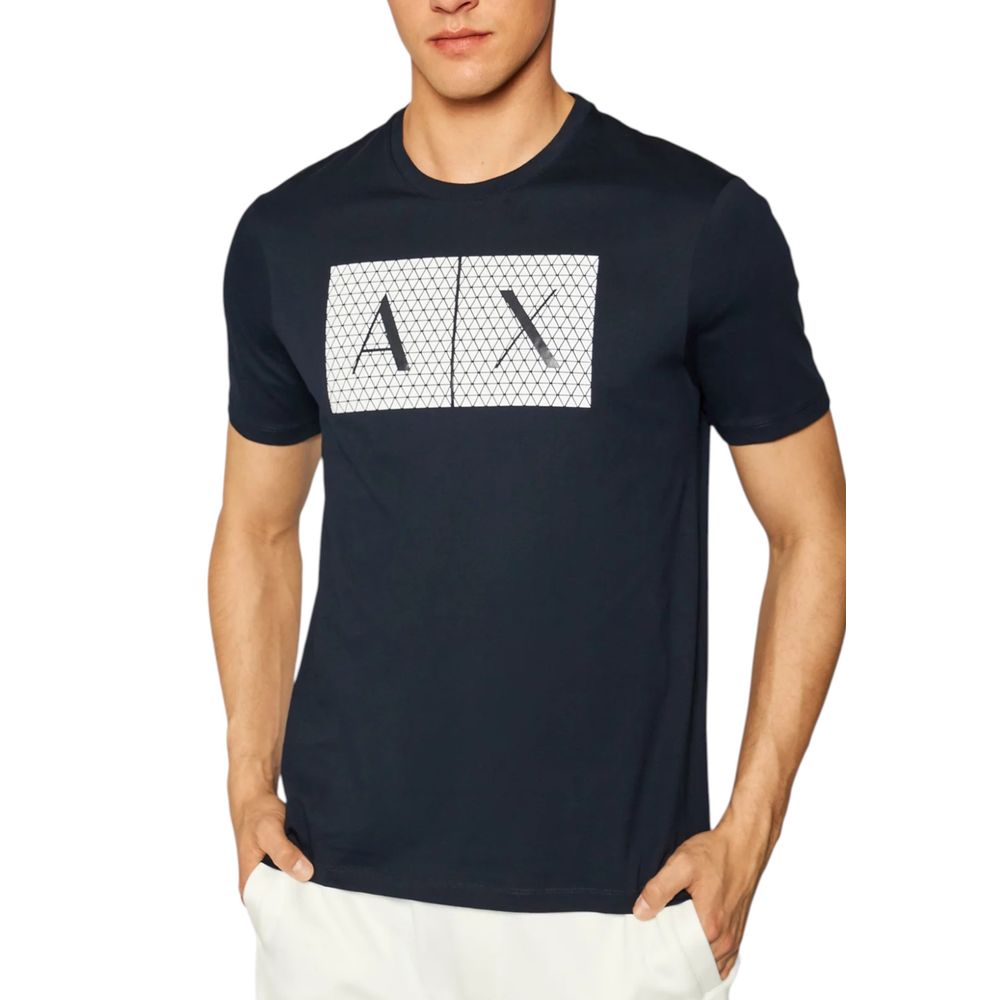 Armani Exchange Logo Blue Cotton T-Shirt