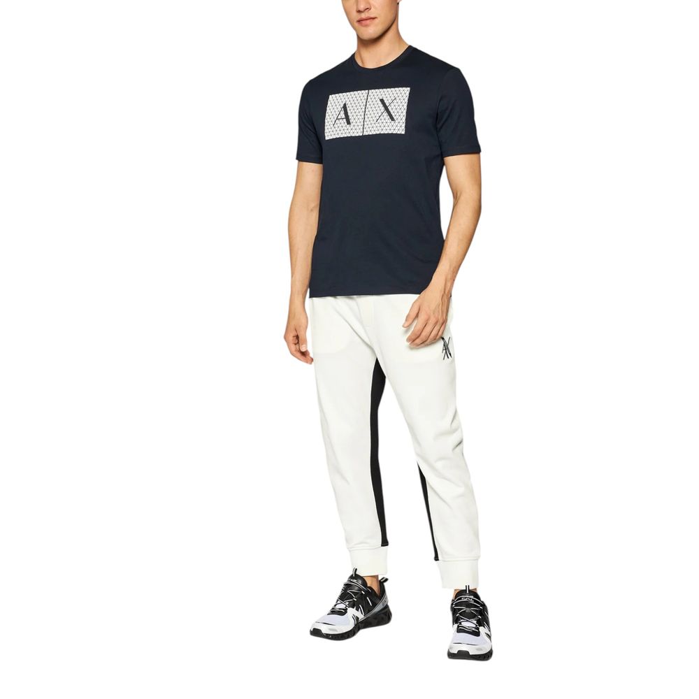 Armani Exchange Logo Blue Cotton T-Shirt