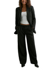 Only Pinstripe Longline Blazer - Black