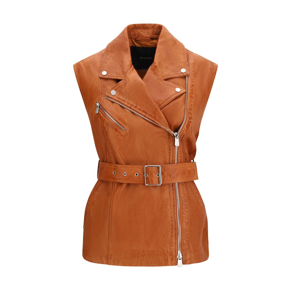 PINKO The Gypsy Longline Suede Leather Vest