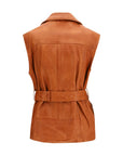 PINKO The Gypsy Longline Suede Leather Vest
