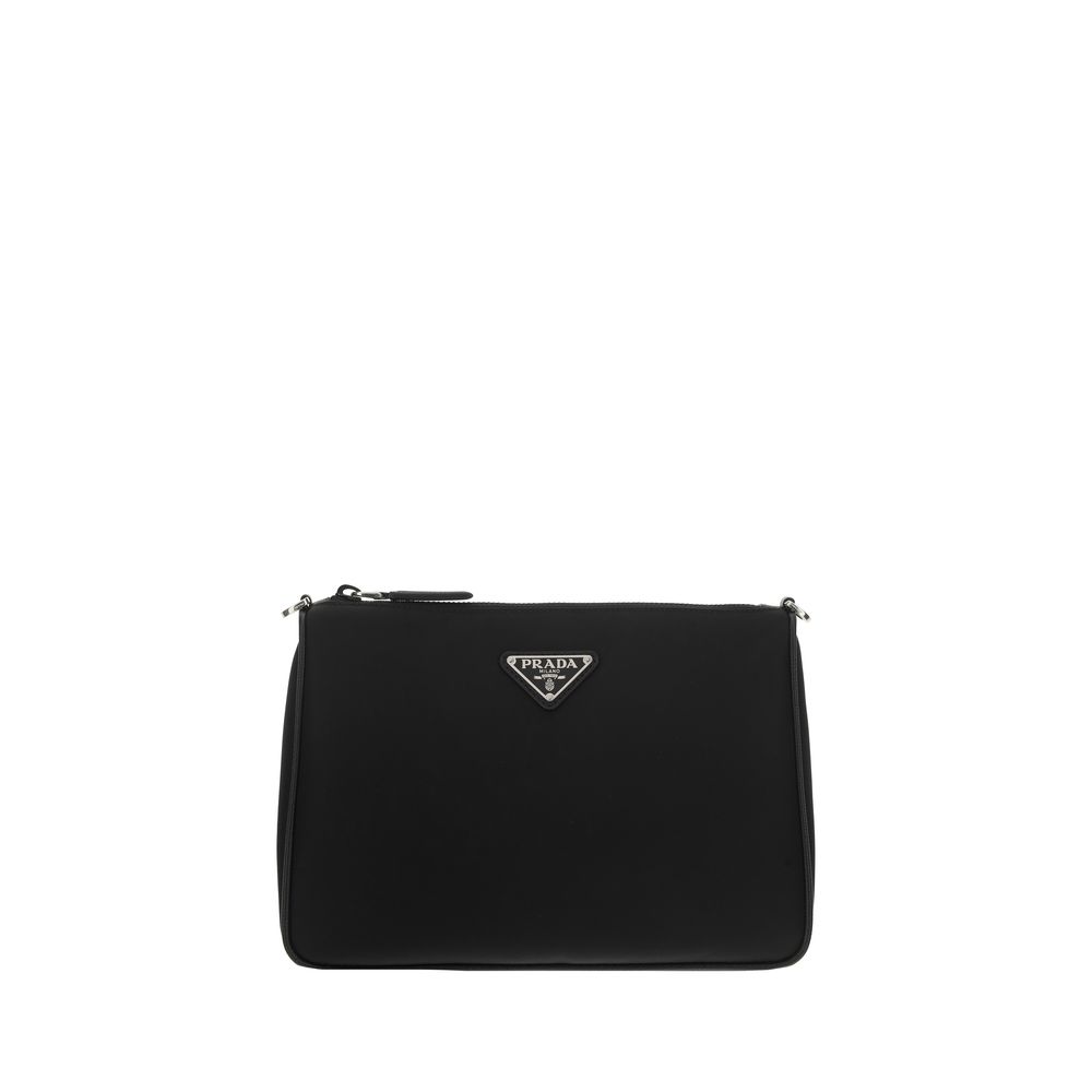 Prada Leather & Re-Nylon Crossbody Bag - Black