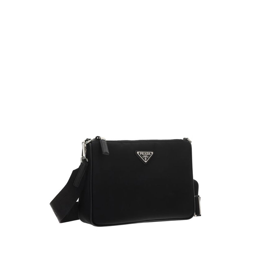 Prada Leather & Re-Nylon Crossbody Bag - Black