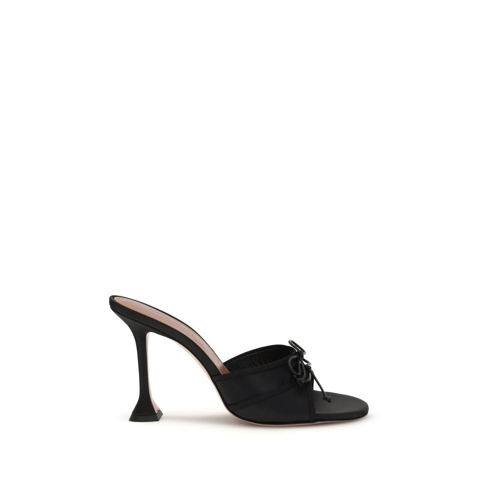 Amina Muaddi Eleanora Peep Toe Mule Sandals - Black