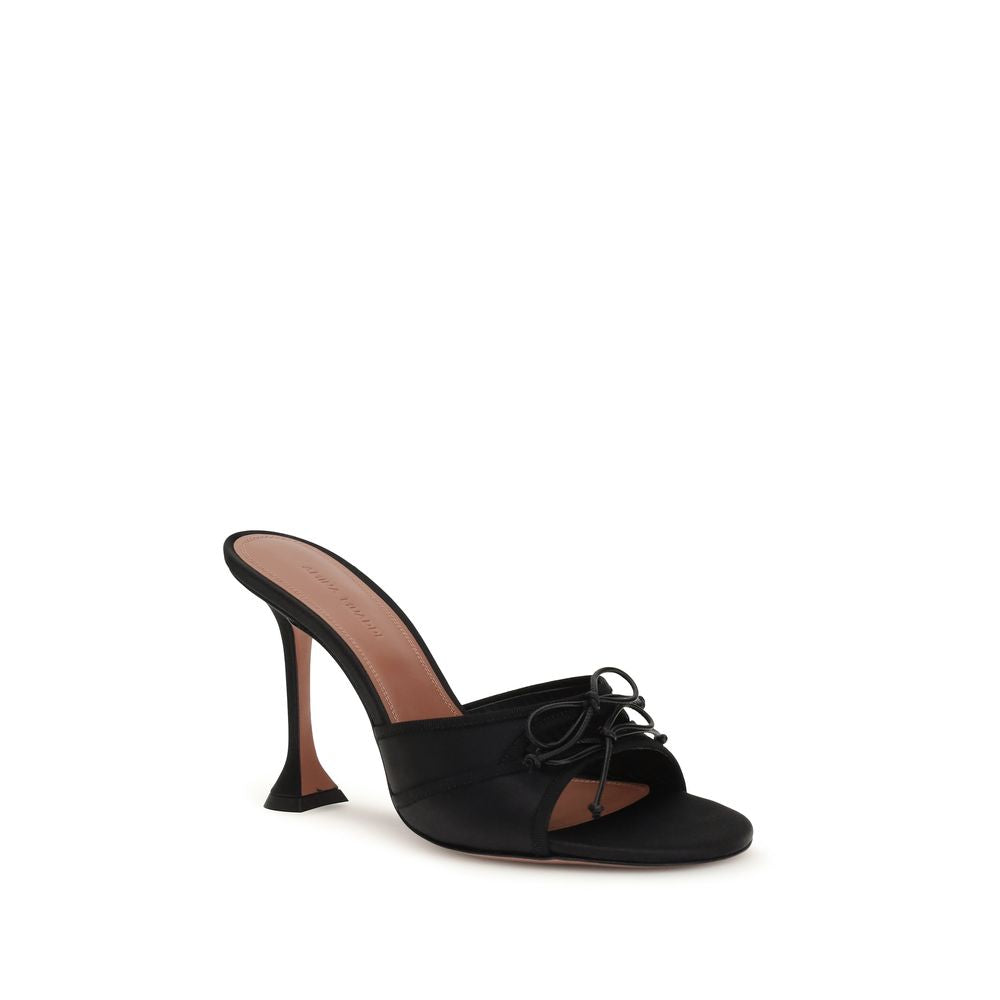Amina Muaddi Eleanora Peep Toe Mule Sandals - Black