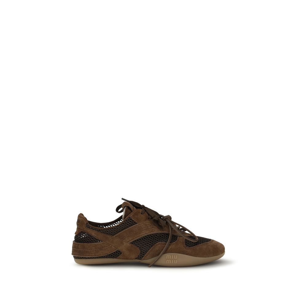Miu Miu Brown Suede Athletic Sneakers
