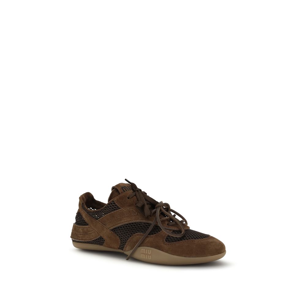 Miu Miu Brown Suede Athletic Sneakers