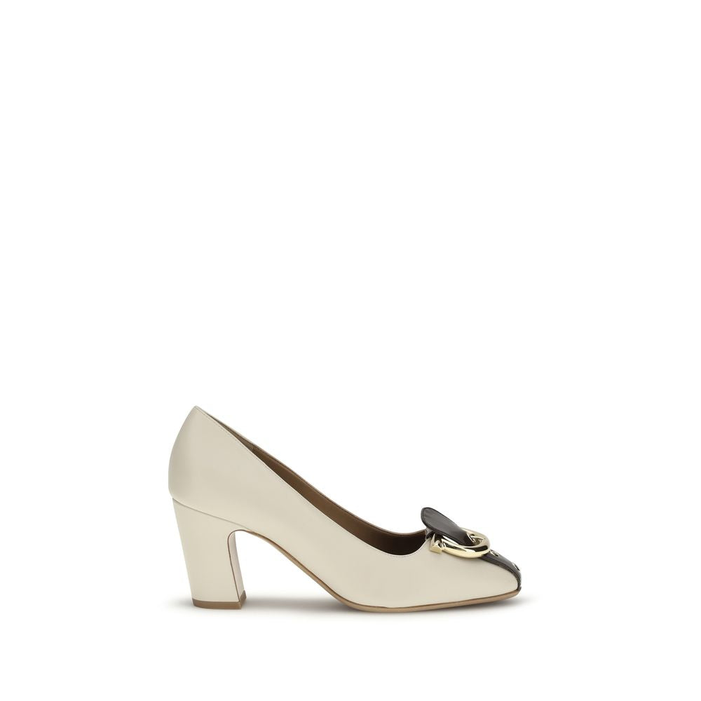 Ferragamo Leather Block Heel Pumps