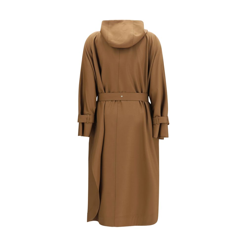 Max Mara Maxi Long Hooded Coat - Bronze/Brown