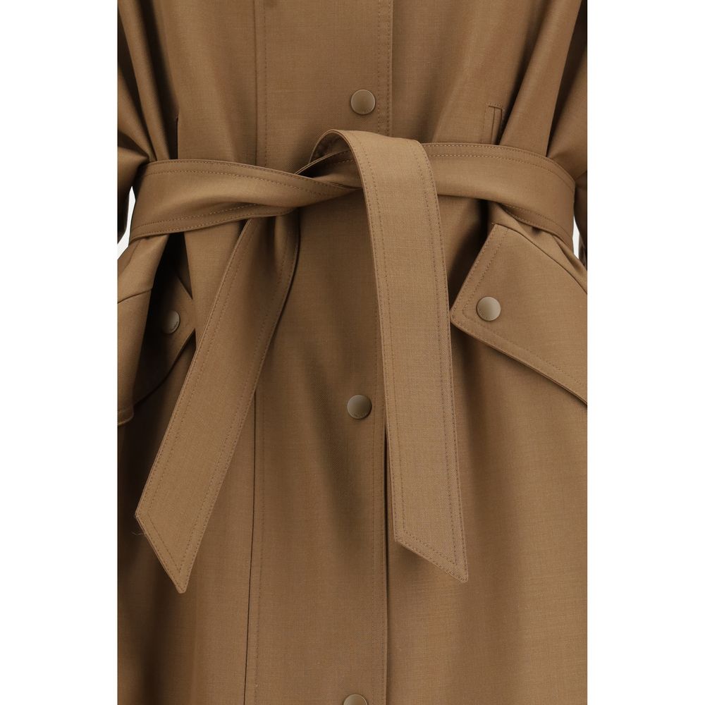 Max Mara Maxi Long Hooded Coat - Bronze/Brown