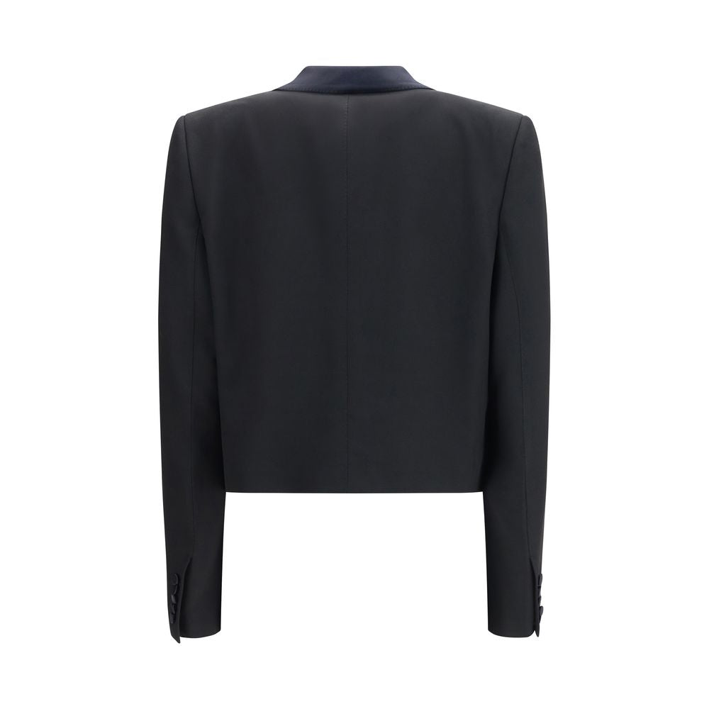 Tom Ford Virgin Wool Cropped Blazer - Black