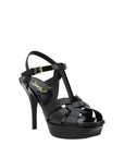 Saint Laurent Black Leather Stiletto Heel Sandals