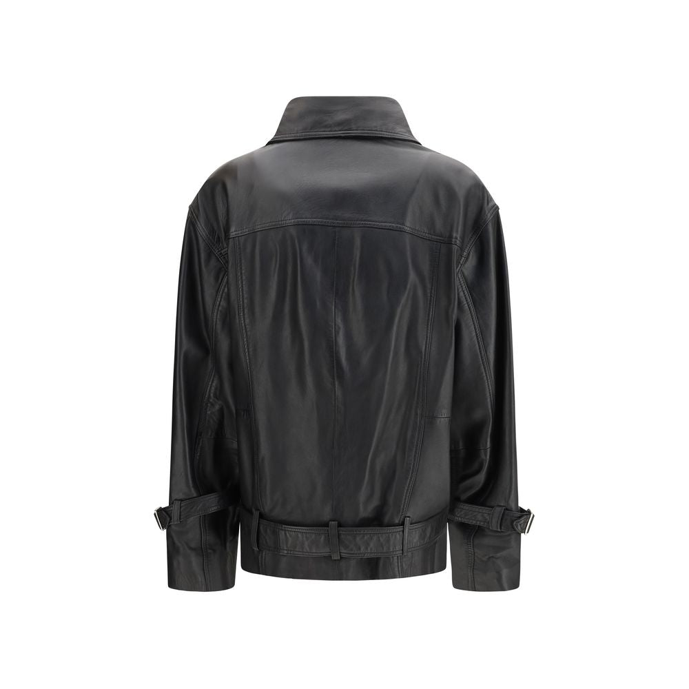 PINKO Biker Leather Jacket - Black