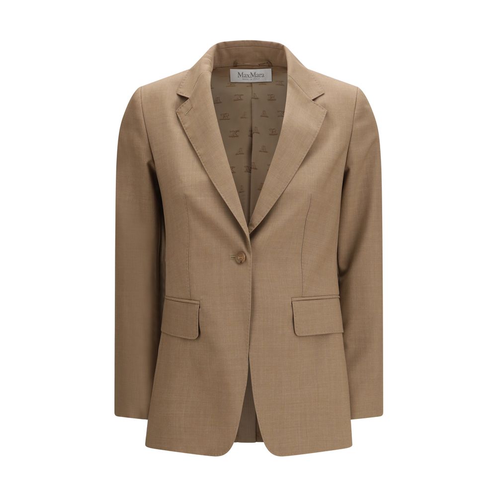 Max Mara Warm Beige Fleece Wool Blazer