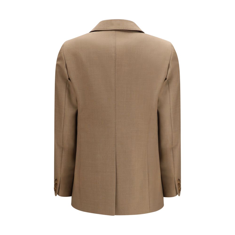 Max Mara Warm Beige Fleece Wool Blazer