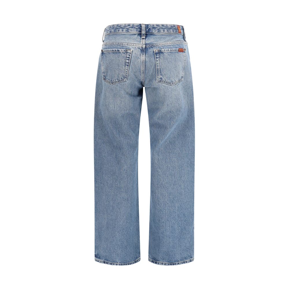 7FOR Ripped & Distressed Light Wash Straight-Leg Jeans