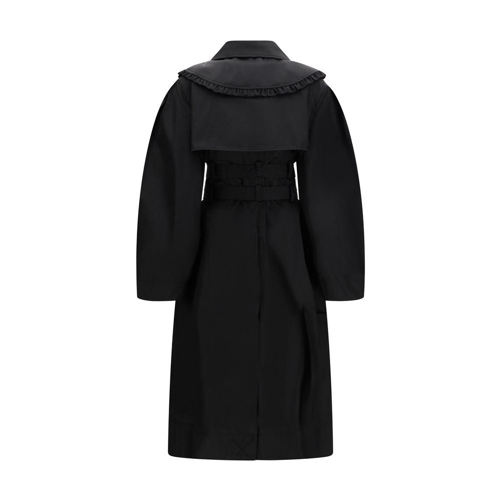 Ganni Double-Breasted Vintage Collar Coat - Black