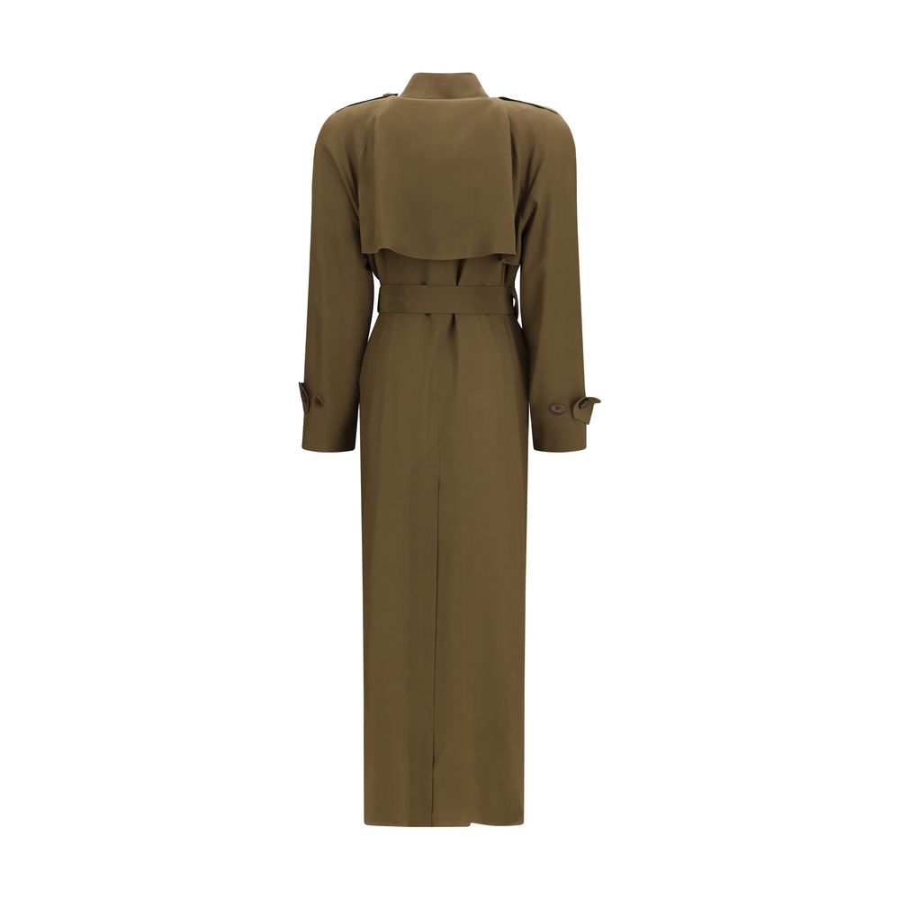 Petar Petrov Silk Trench Coat - Bark Brown