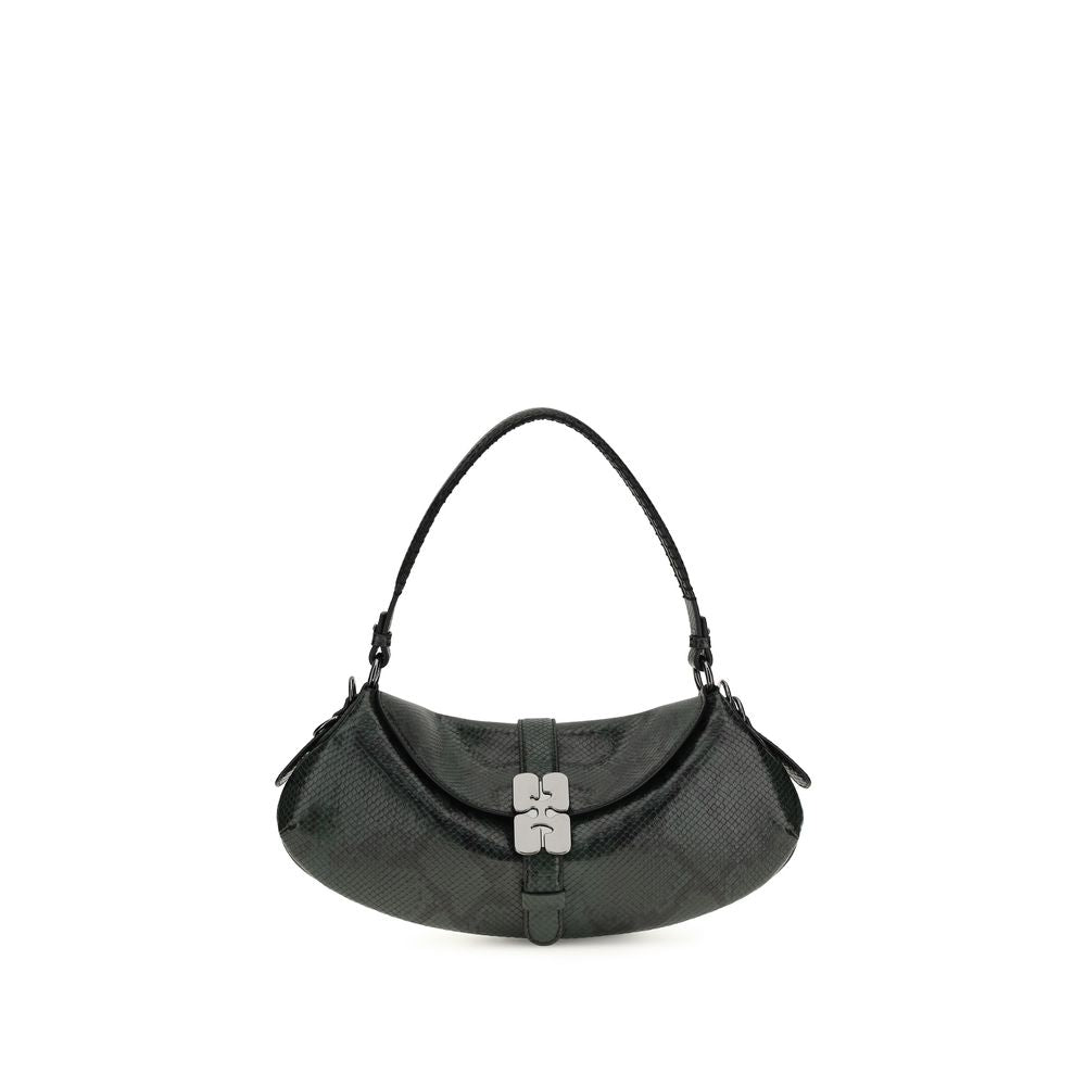 Ganni B-Kat Python Embossed Leather Shoulder Bag - Deep Blue