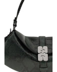 Ganni B-Kat Python Embossed Leather Shoulder Bag - Deep Blue
